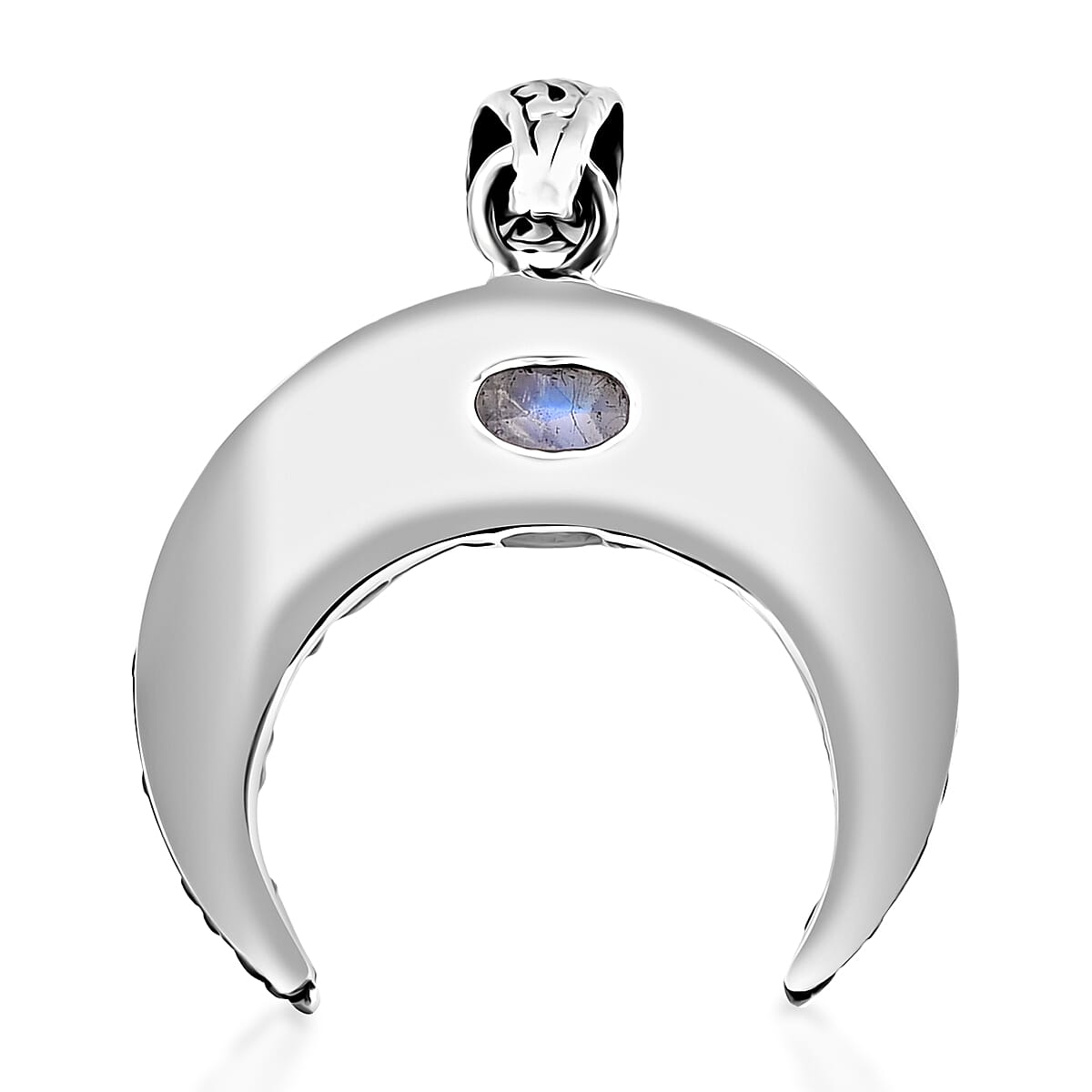 Bali Legacy Moon Glow Moonstone Crescent Pendant without Chain in Sterling Silver 2.50 ctw