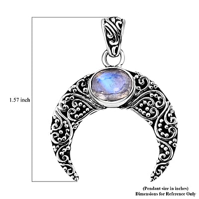 Bali Legacy Moon Glow Moonstone Crescent Pendant without Chain in Sterling Silver 2.50 ctw