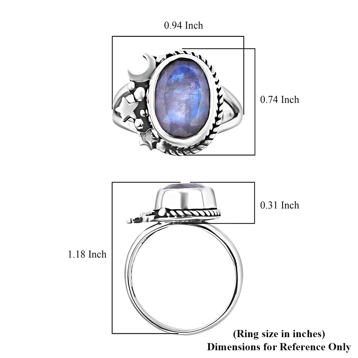 Bali Legacy Moon Glow Moonstone Celestial Ring in Sterling Silver (Size 10.0) 6.00 ctw image number 5