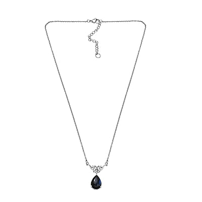 Karis Malagasy Labradorite Pear Shape Necklace 18 Inches in Platinum Bond & Stainless Steel 6.15 ctw