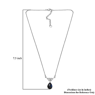 Karis Malagasy Labradorite Pear Shape Necklace 18 Inches in Platinum Bond & Stainless Steel 6.15 ctw
