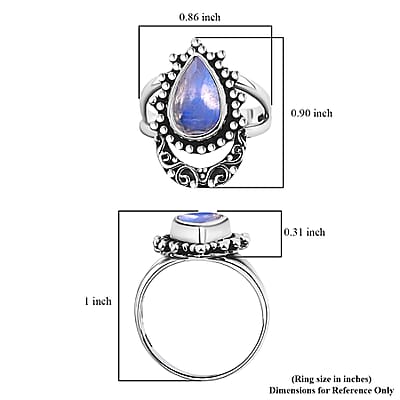 Bali Legacy Moon Glow Moonstone Half Moon Ring in Sterling Silver (Size 10.0) 2.30 ctw