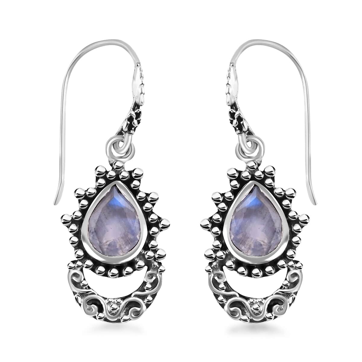 Bali Legacy Moon Glow Moonstone Half Moon Earrings in Sterling Silver 3.25 ctw image number 0