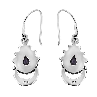 Bali Legacy Moon Glow Moonstone Half Moon Earrings in Sterling Silver 3.25 ctw