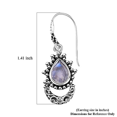 Bali Legacy Moon Glow Moonstone Half Moon Earrings in Sterling Silver 3.25 ctw