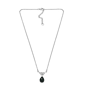Karis Green Aventurine Pear Shape Necklace 18 Inches in Platinum Bond & Stainless Steel 5.85 ctw