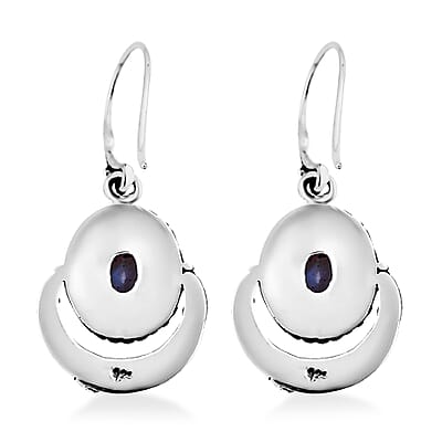 Bali Legacy Moon Glow Moonstone Half Moon Dangle Earrings in Sterling Silver 2.40 ctw