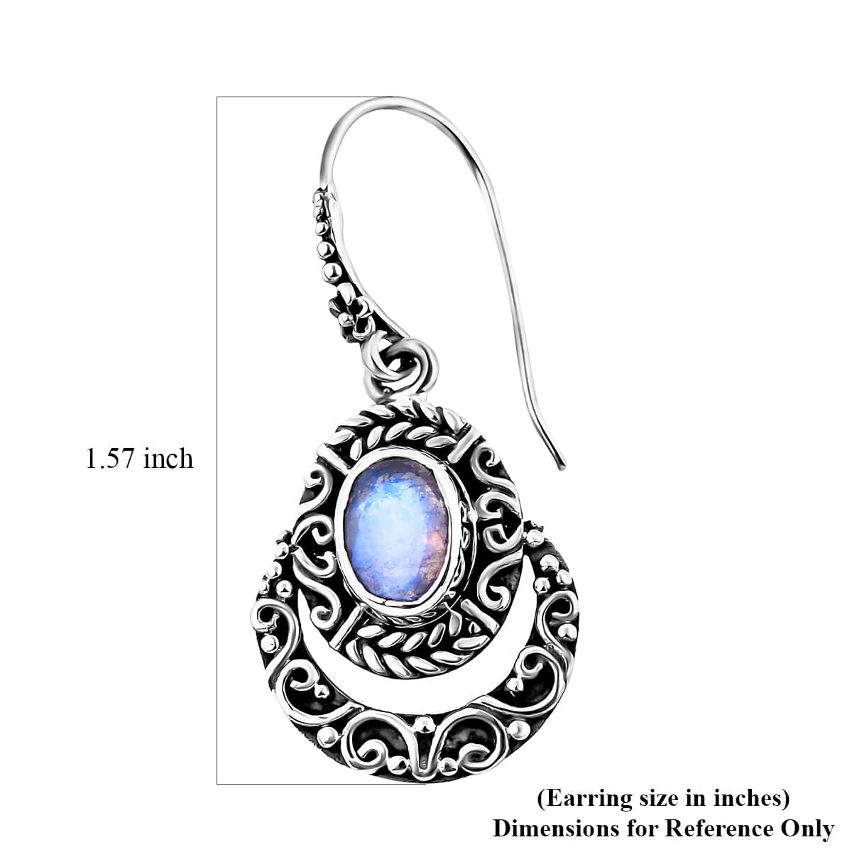 Bali Legacy Moon Glow Moonstone Half Moon Dangle Earrings in Sterling Silver 2.40 ctw image number 4