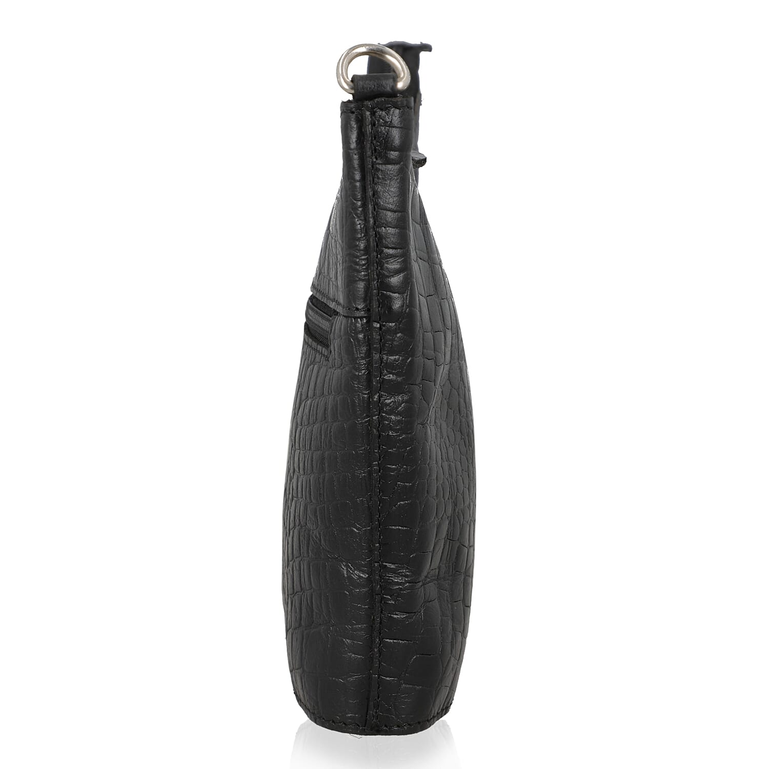 Black Croco Embossed Genuine Leather Crossbody Bag 