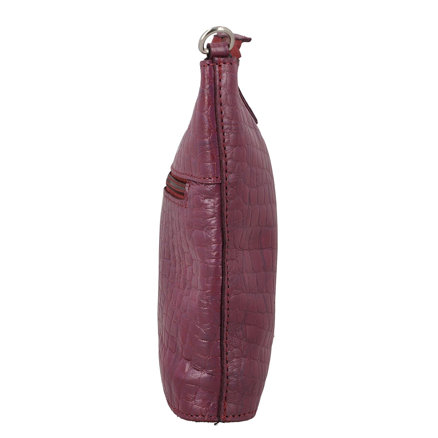 Maroon Croco Embossed Genuine Leather Crossbody Bag