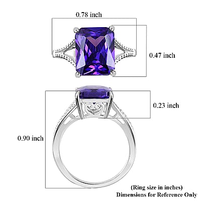Simulated Blue Diamond Solitaire Ring in Sterling Silver (Size 10.0) 5.35 ctw