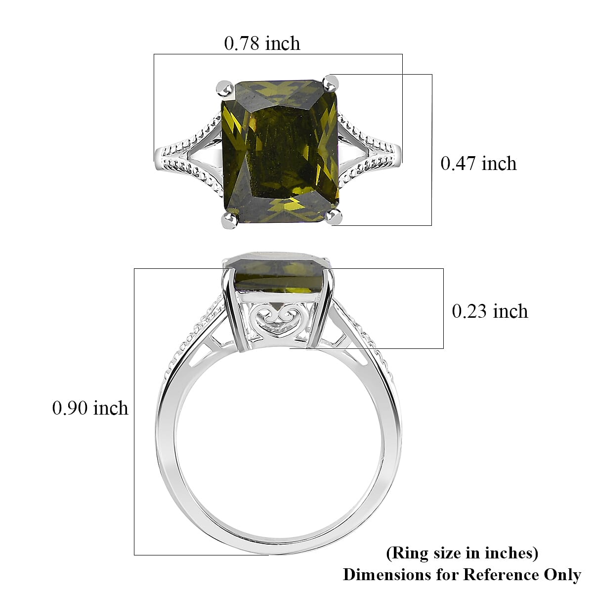 Simulated Green Diamond Solitaire Ring in Sterling Silver (Size 5.0) 5.25 ctw image number 5