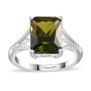 Simulated Green Diamond Solitaire Ring in Sterling Silver (Size 7.0) 5.25 ctw