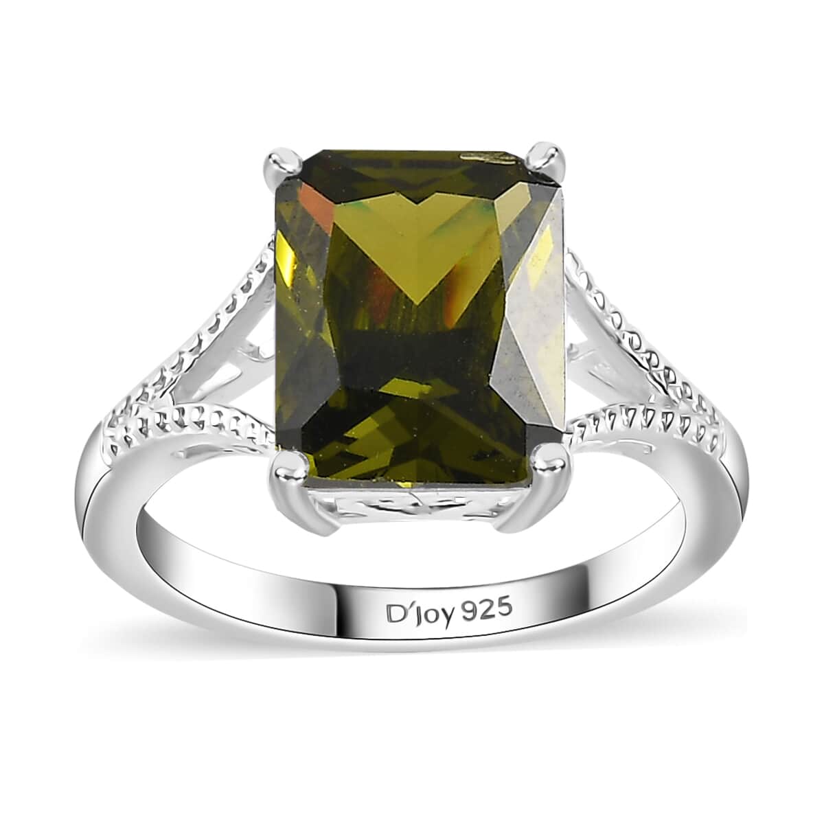 Simulated Green Diamond Solitaire Ring in Sterling Silver (Size 9.0) 5.25 ctw image number 0