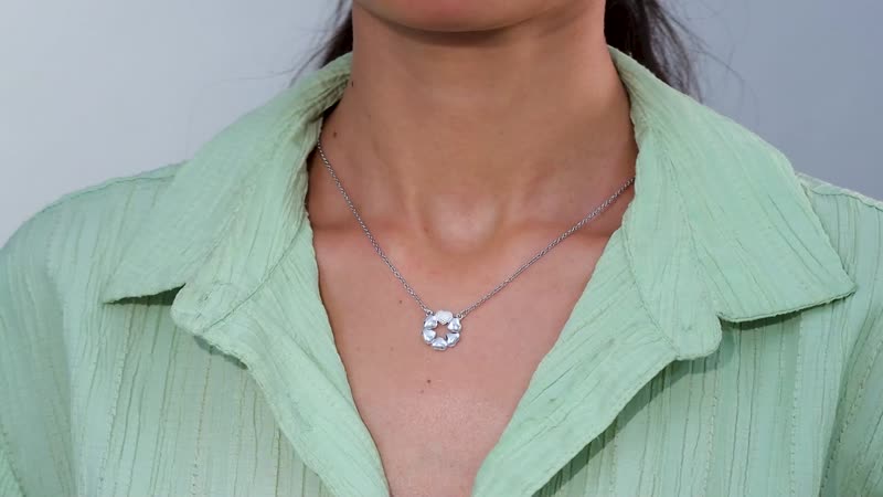 D'Joy Sterling Silver and Stainless Steel Chain Heart Necklace 18 Inches