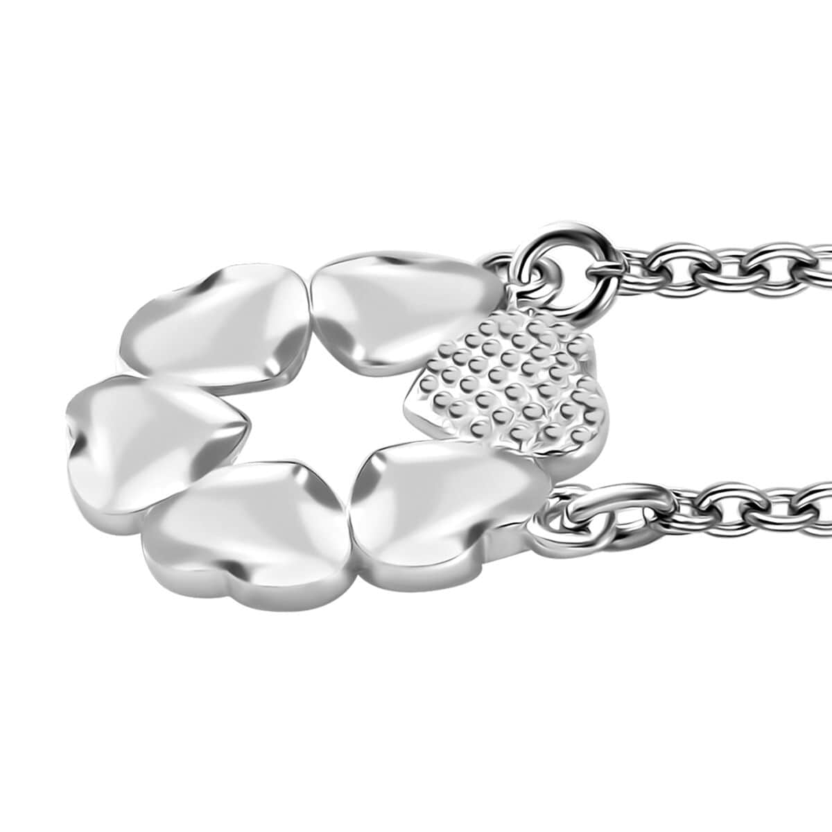 Sterling Silver and Stainless Steel Chain Heart Necklace 18 Inches image number 3