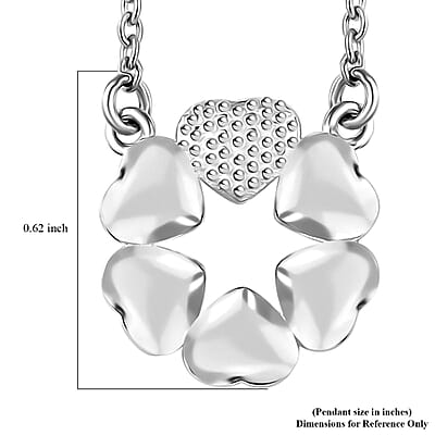 D'Joy Sterling Silver and Stainless Steel Chain Heart Necklace 18 Inches