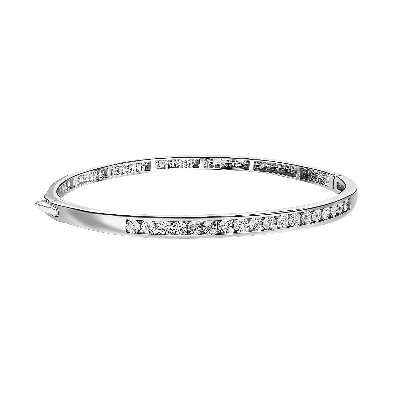 White Diamond Bangle in Goldtone (Size 7.5)