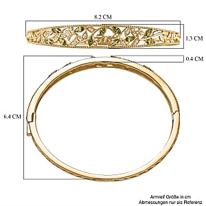 Simulated Green and White Diamond Bangle Bracelet in 18K YG Plated (7.50 In)