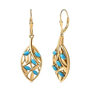 Sleeping Beauty Turquoise Cluster 0.80 ctw Earrings in Vermeil YG Over Sterling Silver