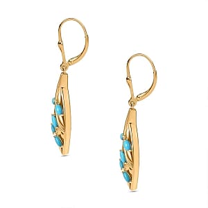 Sleeping Beauty Turquoise Cluster 0.80 ctw Earrings in Vermeil YG Over Sterling Silver