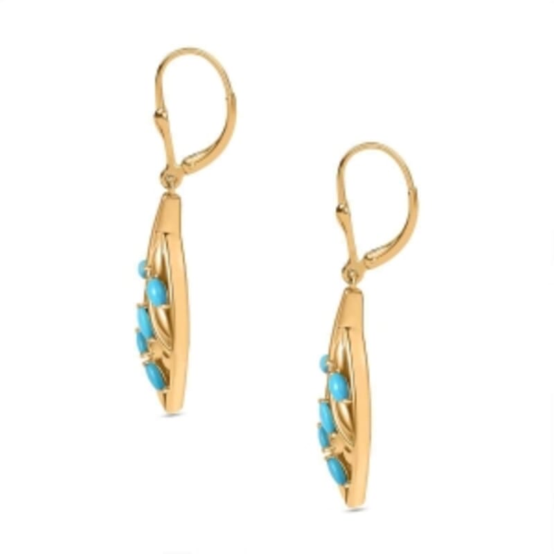 Sleeping Beauty Turquoise Cluster 0.80 ctw Earrings in Vermeil YG Over Sterling Silver