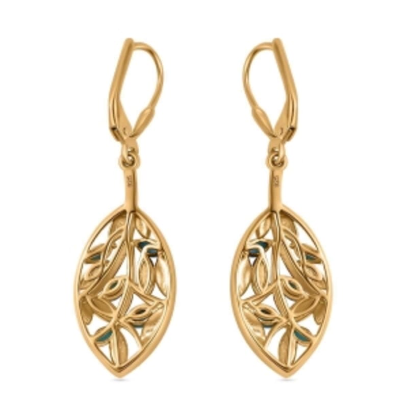 Sleeping Beauty Turquoise Cluster 0.80 ctw Earrings in Vermeil YG Over Sterling Silver