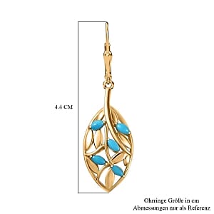 Sleeping Beauty Turquoise Cluster 0.80 ctw Earrings in Vermeil YG Over Sterling Silver