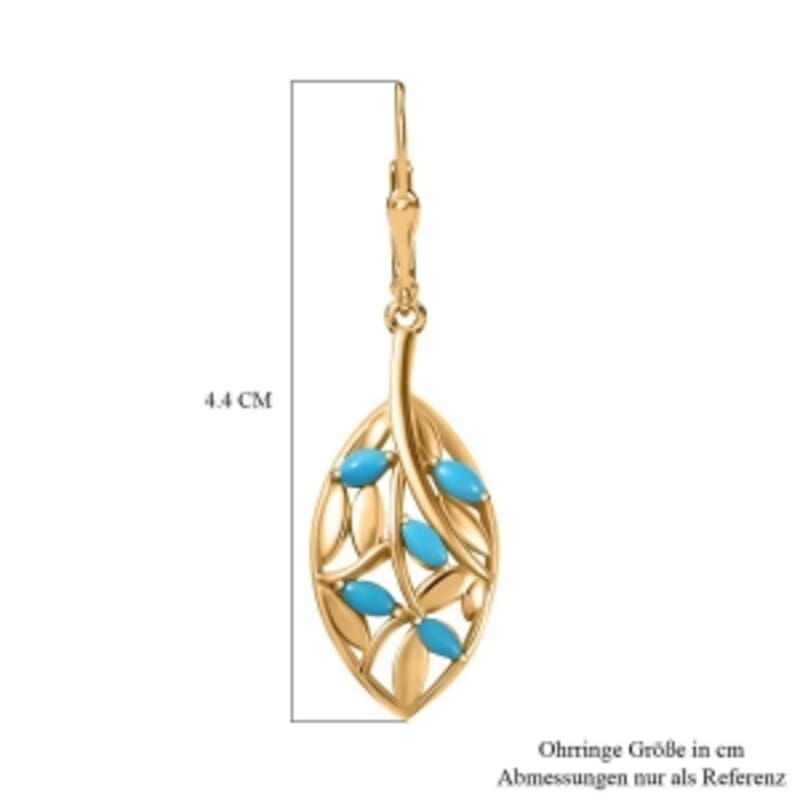 Sleeping Beauty Turquoise Cluster 0.80 ctw Earrings in Vermeil YG Over Sterling Silver
