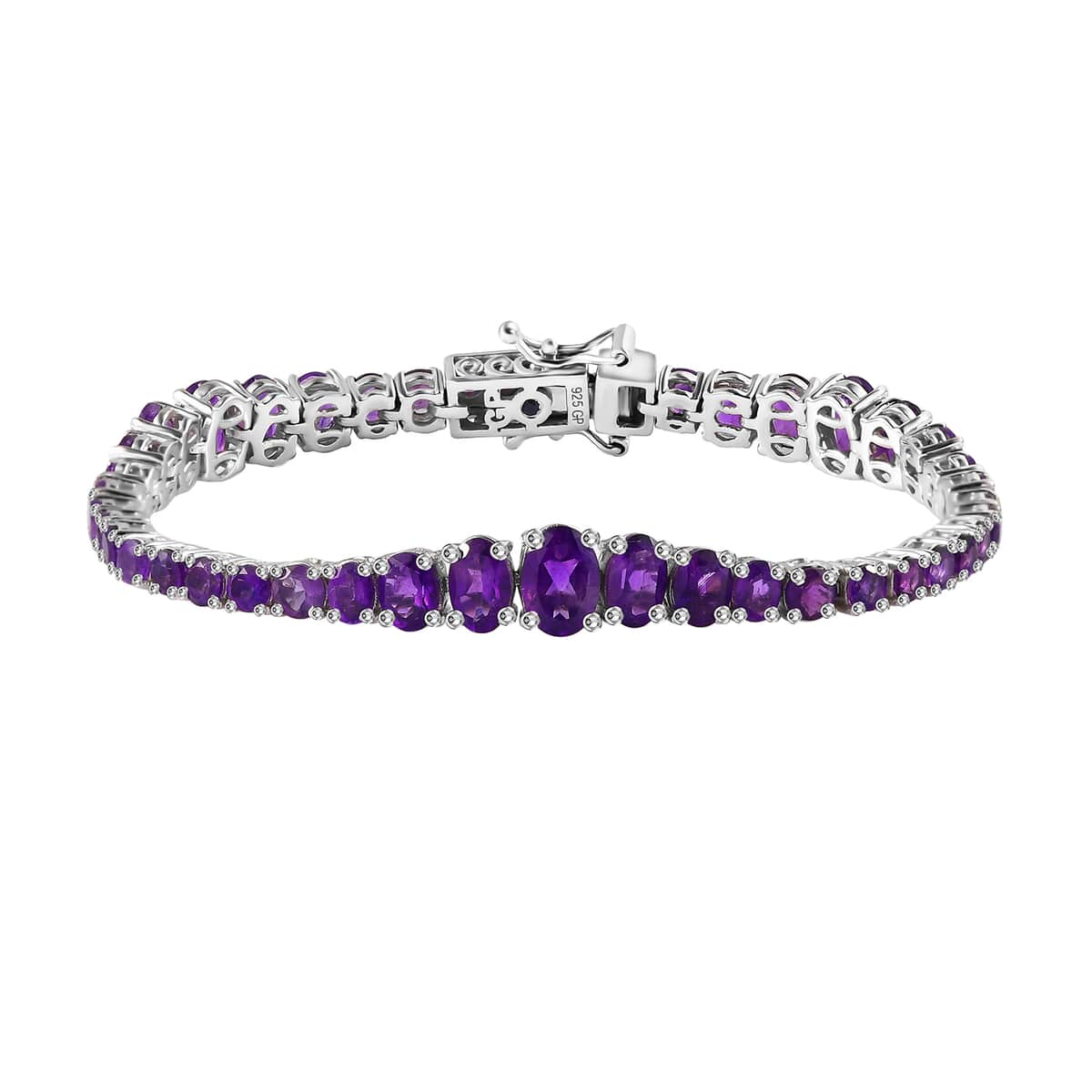 GP Art Deco Collection African Amethyst Bracelet in Rhodium Over Sterling Silver (6.50 In) 9.80 ctw image number 0