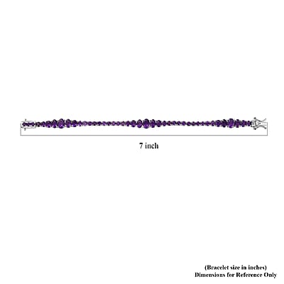 GP Art Deco Collection African Amethyst Bracelet in Rhodium Over Sterling Silver (6.50 In) 9.80 ctw