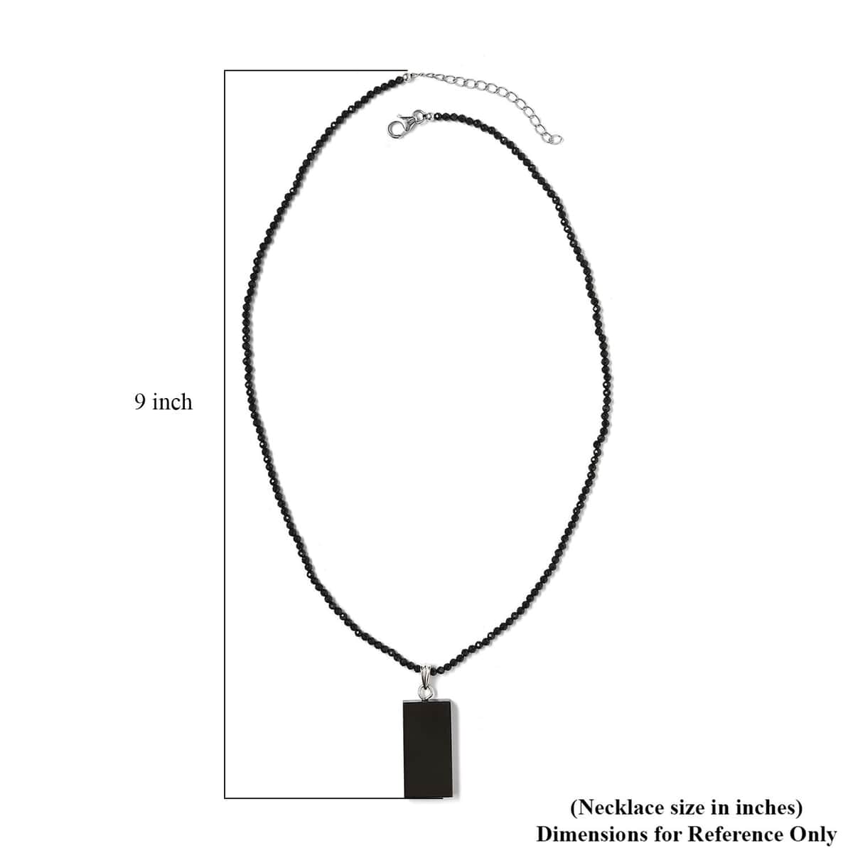 Elite Shungite Pendant with Thai Black Spinel Beaded Necklace 18-20 Inches in Rhodium Over Sterling Silver 41.00 ctw image number 5