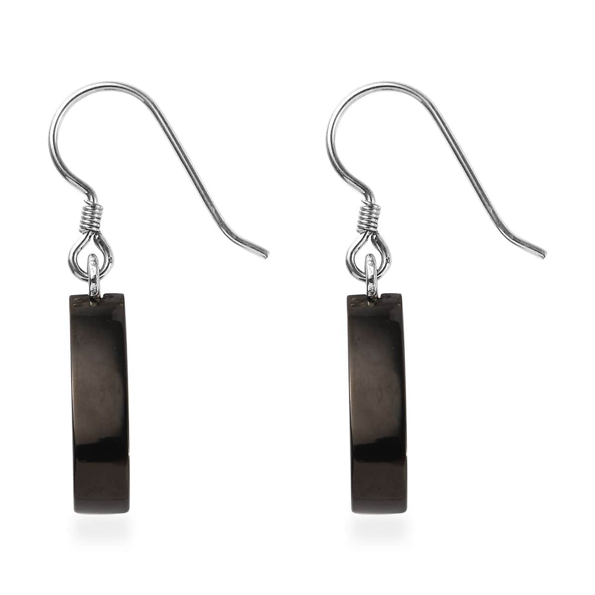 Elite Shungite Pear Dangle Earrings in Rhodium Over Sterling Silver 12.00 ctw image number 3