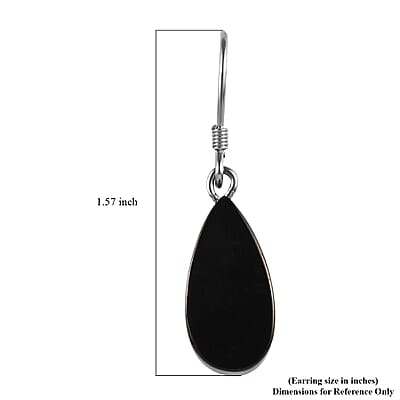Elite Shungite Pear Dangle Earrings in Rhodium Over Sterling Silver 12.00 ctw