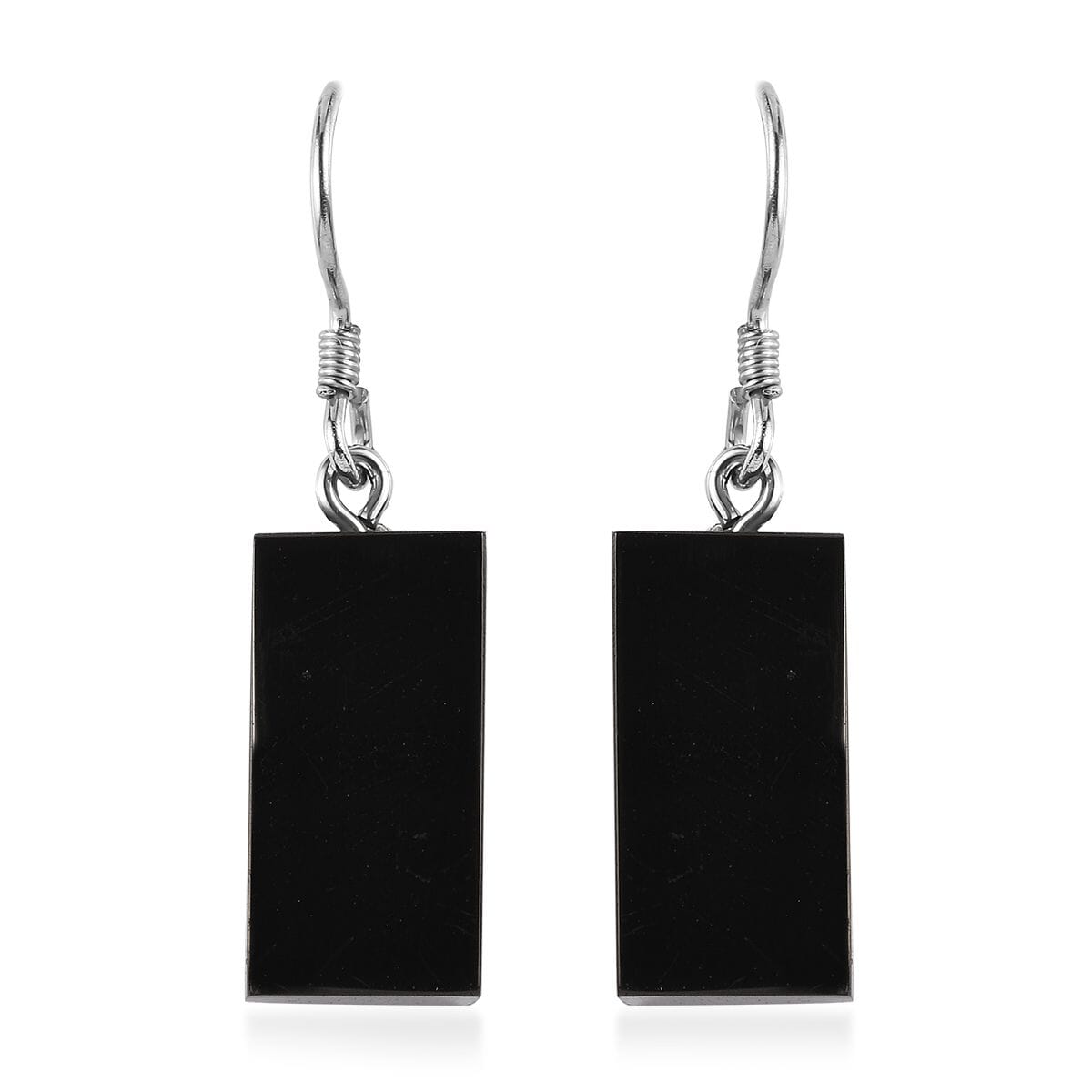 Elite Shungite Cushion Dangle Earrings in Rhodium Over Sterling Silver 16.10 ctw image number 0
