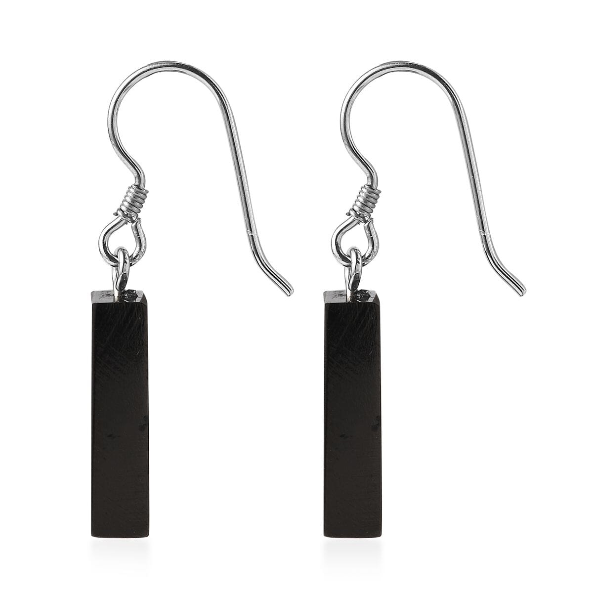 Elite Shungite Cushion Dangle Earrings in Rhodium Over Sterling Silver 16.10 ctw image number 3