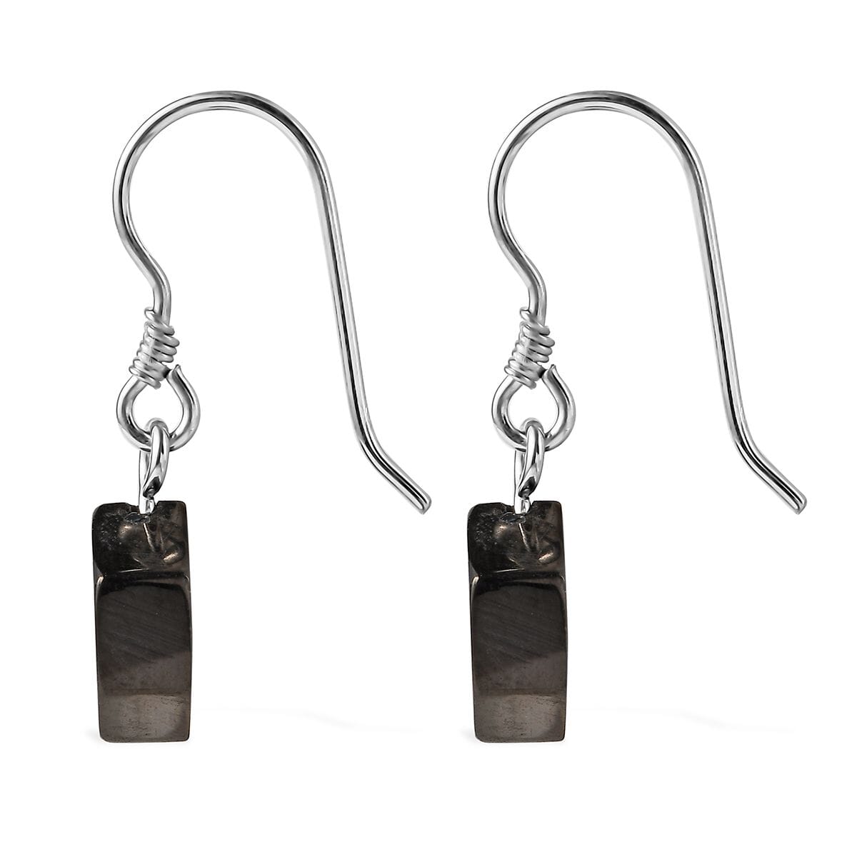 Elite Shungite Hexagon Dangle Earrings in Rhodium Over Sterling Silver 6.30 ctw image number 3