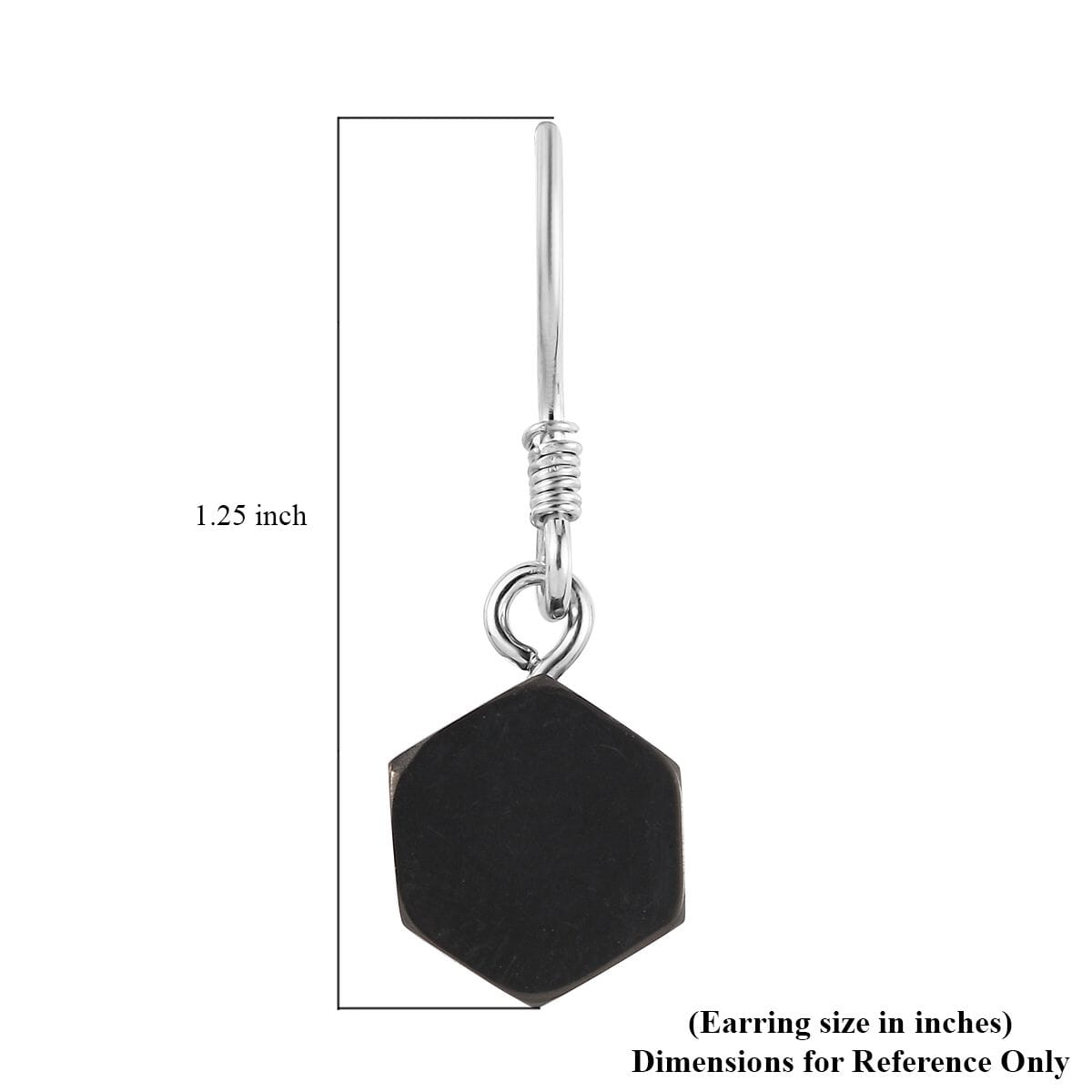 Elite Shungite Hexagon Dangle Earrings in Rhodium Over Sterling Silver 6.30 ctw image number 4