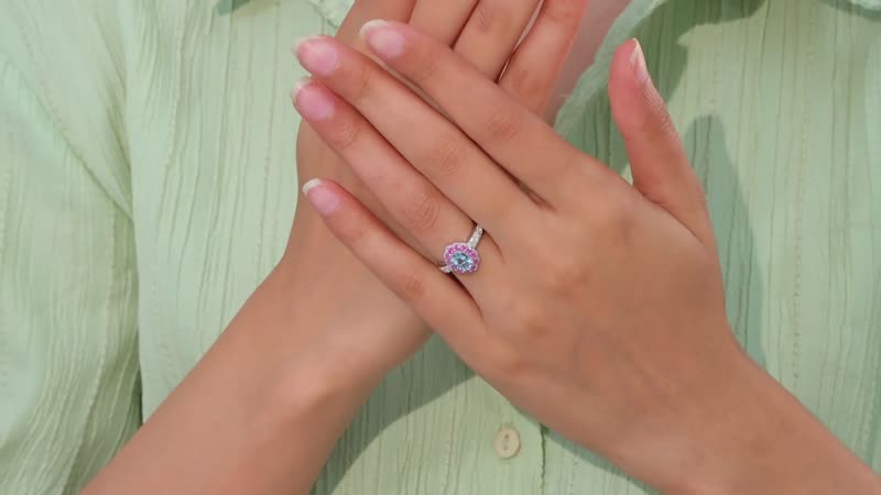 Santa Maria Aquamarine, Multi Gemstone Ring in Rhodium Over Sterling Silver (Size 5.0) 1.20 ctw