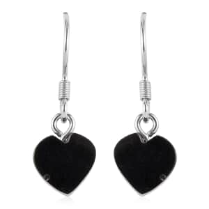 Elite Shungite Heart Dangle Earrings in Rhodium Over Sterling Silver 5.10 ctw