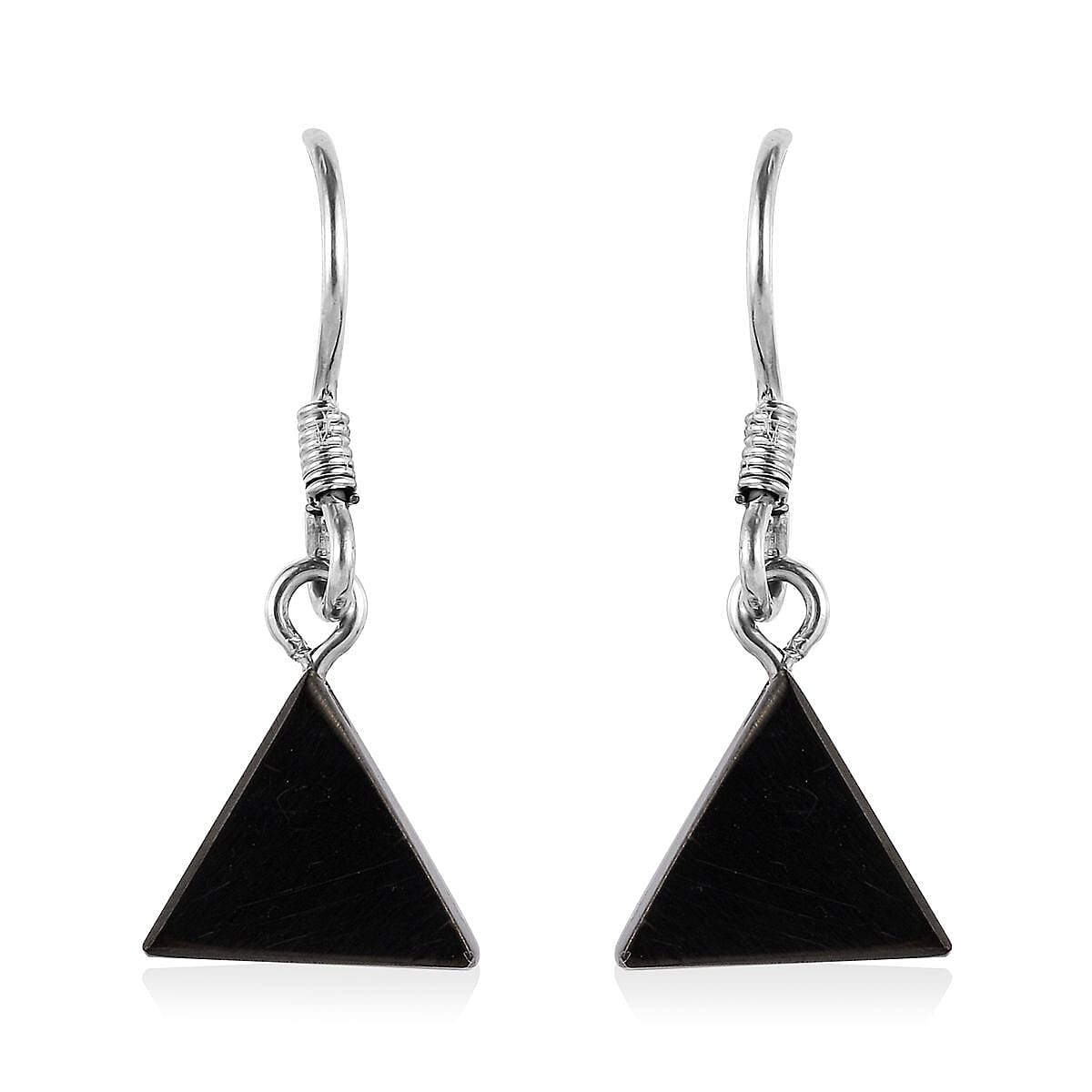 Elite Shungite Trillion Dangle Earrings in Rhodium Over Sterling Silver 4.30 ctw image number 0