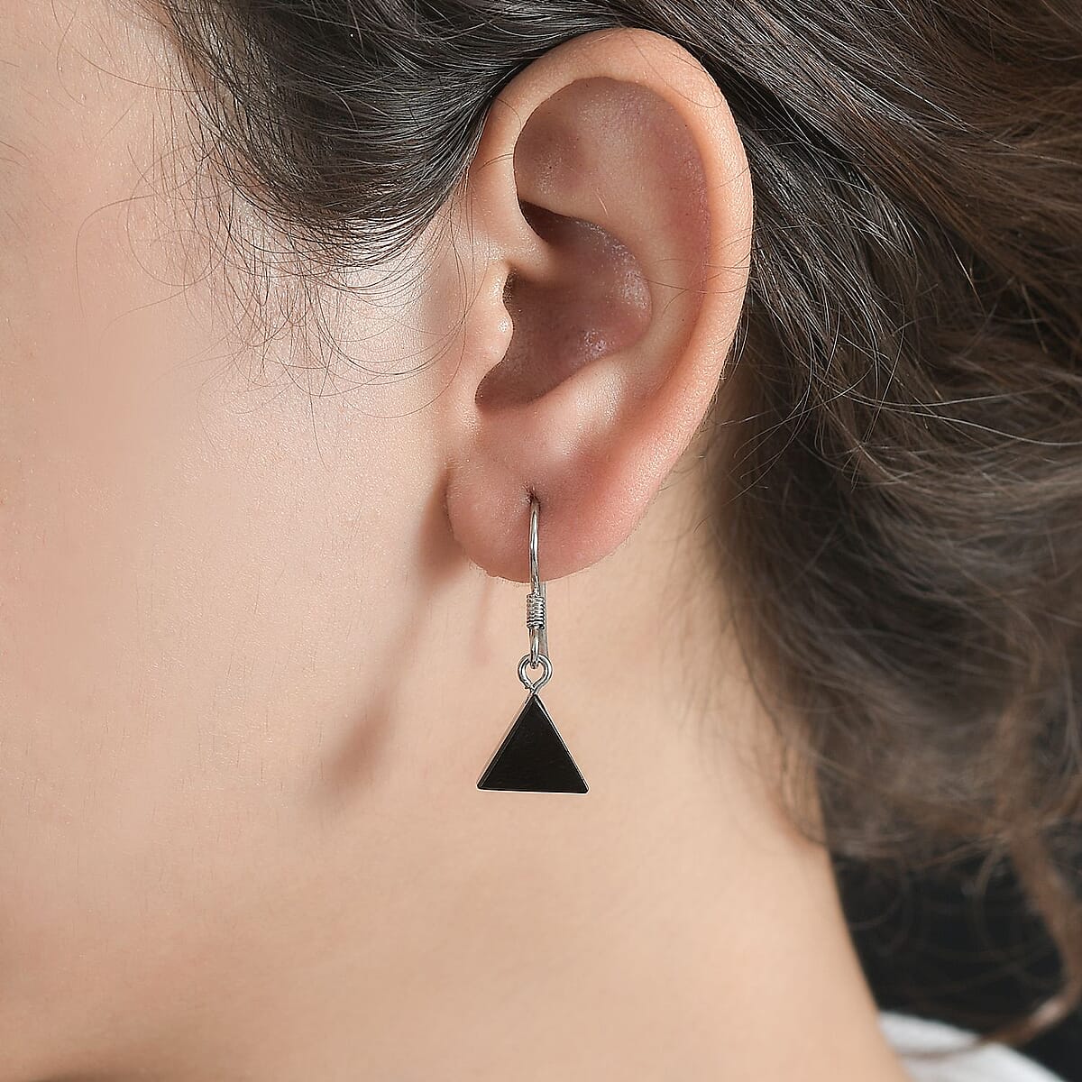 Elite Shungite Trillion Dangle Earrings in Rhodium Over Sterling Silver 4.30 ctw image number 2
