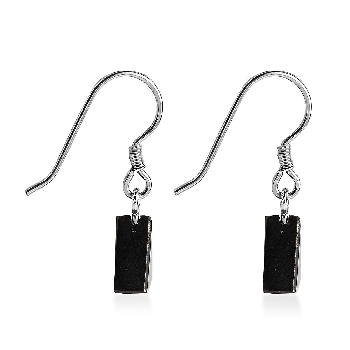 Elite Shungite Trillion Dangle Earrings in Rhodium Over Sterling Silver 4.30 ctw image number 3