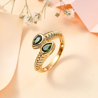 Chrome Diopside 0.80 ctw Ring in 14K YG Over Sterling Silver (Size 10.0)