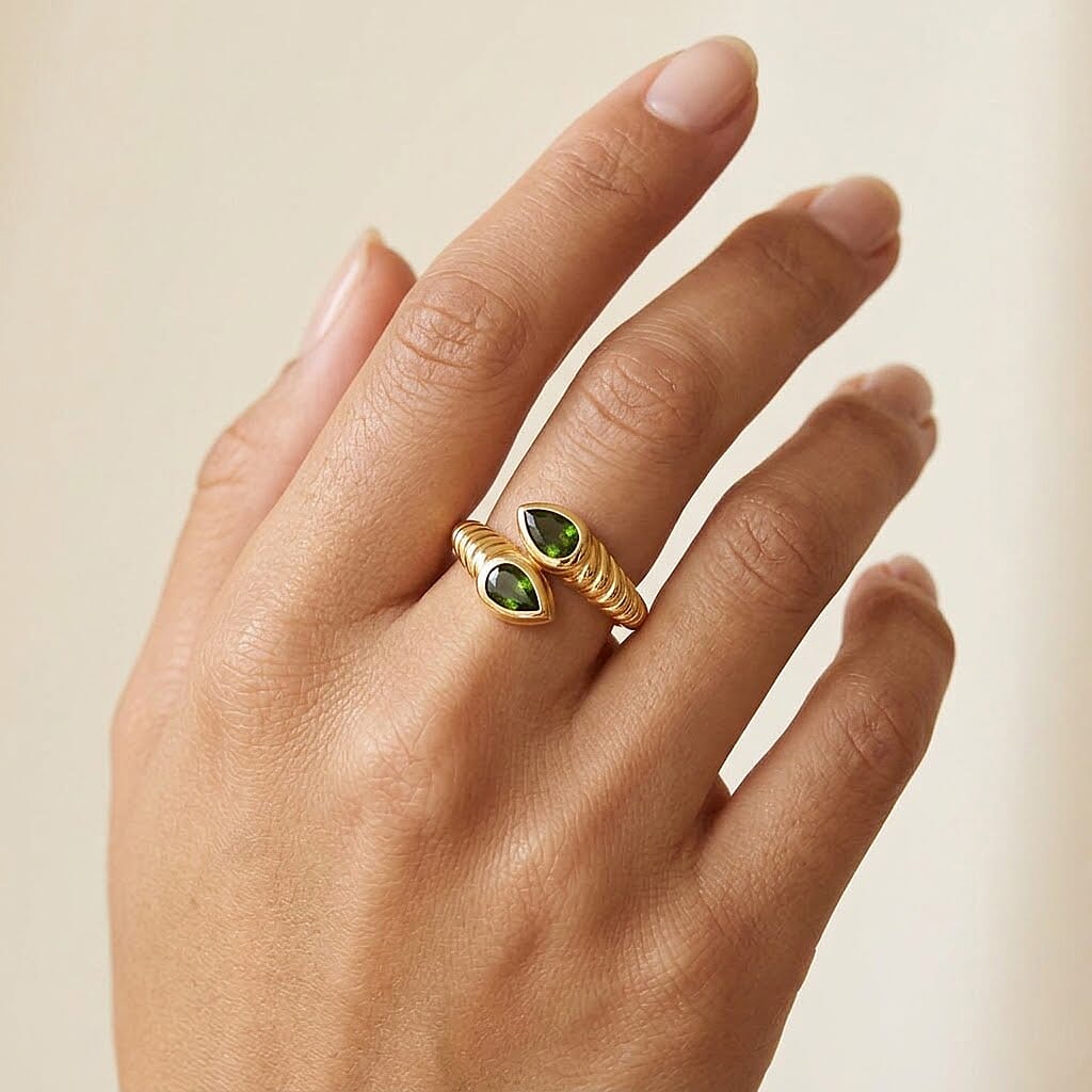 Chrome Diopside 0.80 ctw Ring in 14K YG Over Sterling Silver (Size 10.0)