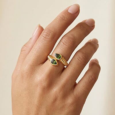 Chrome Diopside 0.80 ctw Ring in 14K YG Over Sterling Silver (Size 10.0)