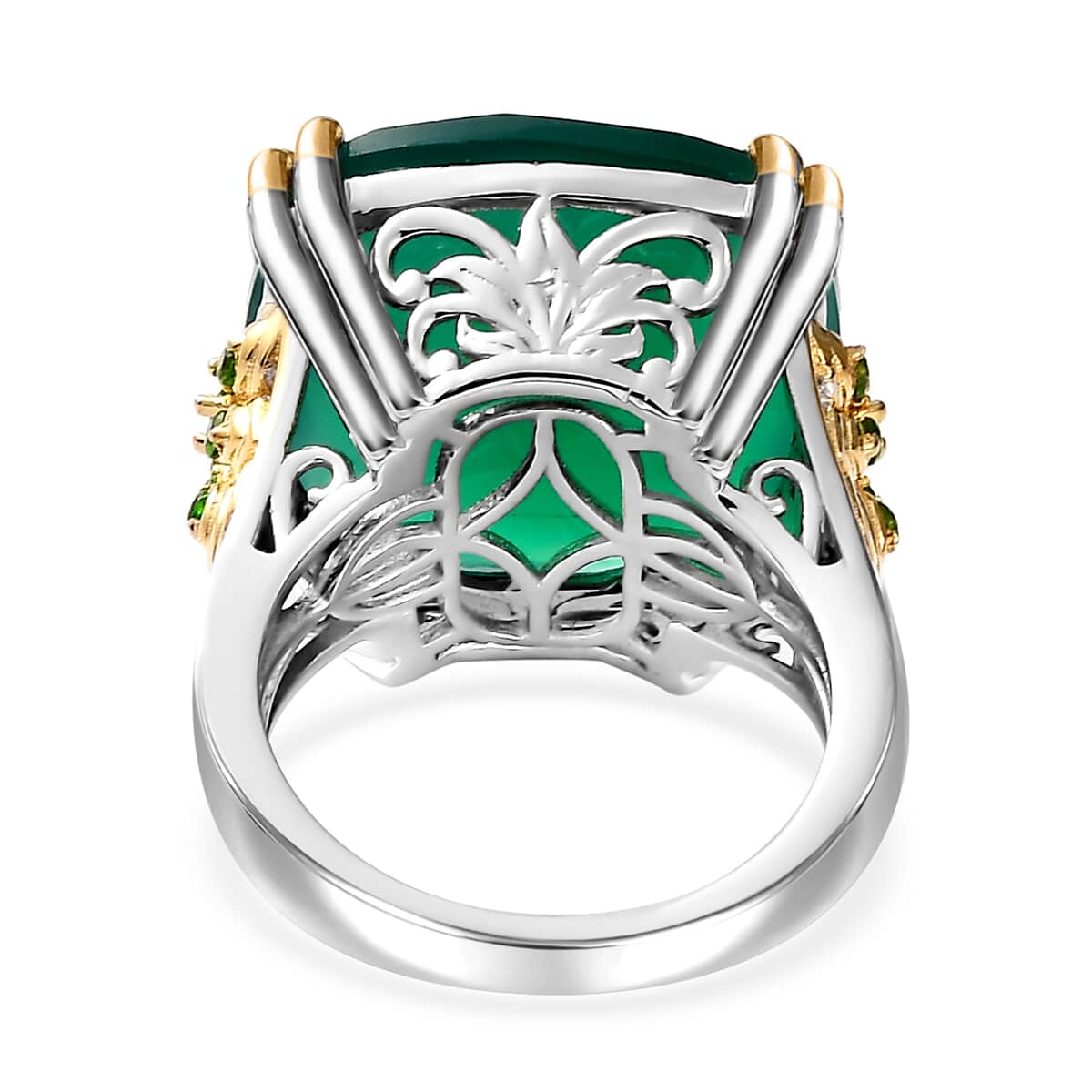 Green Onyx, Chrome Diopside Ring in Vermeil YG and Platinum Over Sterling Silver (Size 10.0) 18.75 ctw image number 4