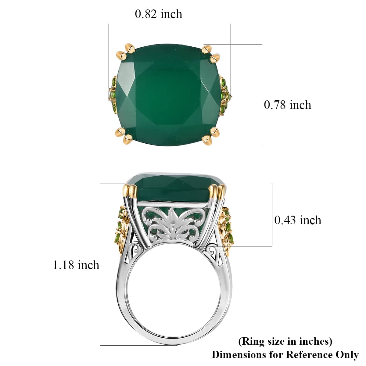 Green Onyx, Chrome Diopside Ring in Vermeil YG and Platinum Over Sterling Silver (Size 10.0) 18.75 ctw image number 5