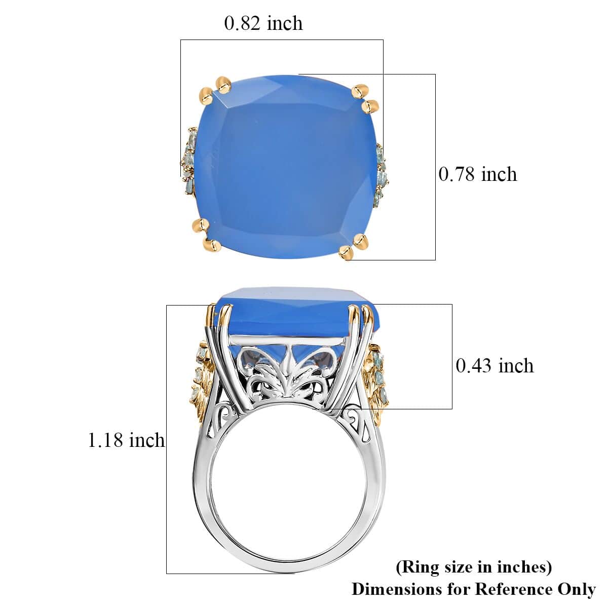 Blue Onyx and Apatite Ring in Vermeil YG and Rhodium Over Sterling Silver (Size 7.0) 14.50 ctw image number 5