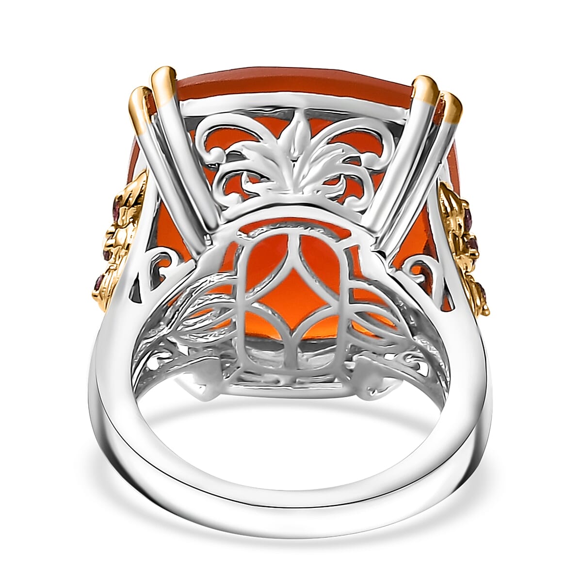 Red Onyx, Orissa Rhodolite Garnet Ring in Vermeil YG and Platinum Over Sterling Silver (Size 8.0) 14.65 ctw image number 4